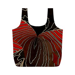 Red Gold Black Voracious Plant Leaf Full Print Recycle Bag (m) by Bangk1t