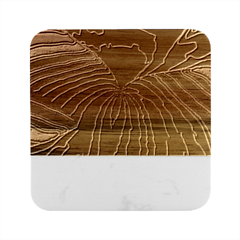 Red Gold Black Voracious Plant Leaf Marble Wood Coaster (square) by Bangk1t