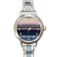 Horizontal Line Strokes Color Lines Round Italian Charm Watch