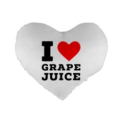 I Love Grape Juice Standard 16  Premium Flano Heart Shape Cushions by ilovewhateva