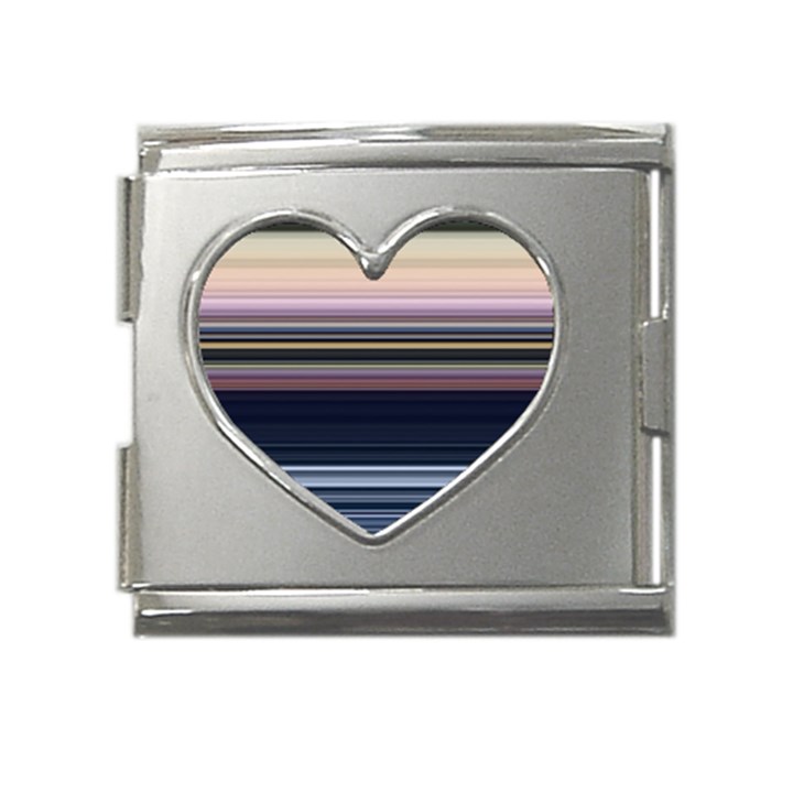 Horizontal Line Strokes Color Lines Mega Link Heart Italian Charm (18mm)