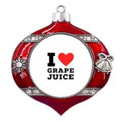 I Love Grape Juice Metal Snowflake And Bell Red Ornament