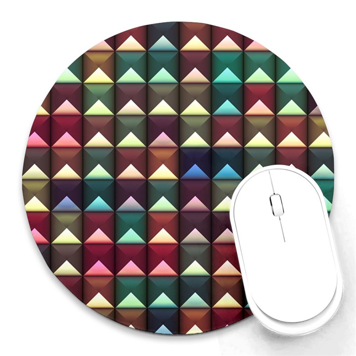 Diamond Geometric Square Design Pattern Round Mousepad