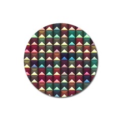 Diamond Geometric Square Design Pattern Magnet 3  (round)