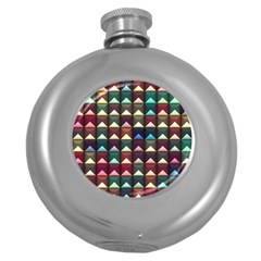 Diamond Geometric Square Design Pattern Round Hip Flask (5 Oz) by Bangk1t