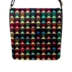 Diamond Geometric Square Design Pattern Flap Closure Messenger Bag (l) by Bangk1t