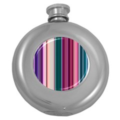 Vertical Line Color Lines Texture Round Hip Flask (5 Oz) by Bangk1t