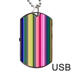 Pastel Colors Striped Pattern Dog Tag Usb Flash (two Sides) by Bangk1t