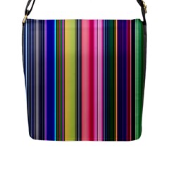 Pastel Colors Striped Pattern Flap Closure Messenger Bag (l) by Bangk1t