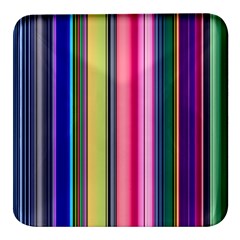 Pastel Colors Striped Pattern Square Glass Fridge Magnet (4 Pack)