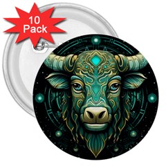 Bull Star Sign 3  Buttons (10 Pack)  by Bangk1t