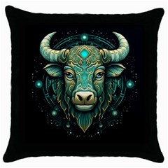 Bull Star Sign Throw Pillow Case (black) by Bangk1t