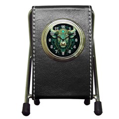 Bull Star Sign Pen Holder Desk Clock