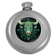 Bull Star Sign Round Hip Flask (5 Oz) by Bangk1t