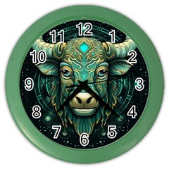 Bull Star Sign Color Wall Clock