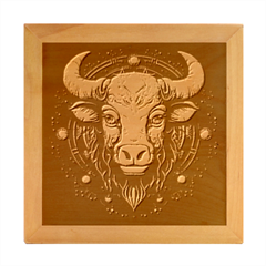 Bull Star Sign Wood Photo Frame Cube by Bangk1t