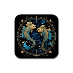 Fish Star Sign Rubber Square Coaster (4 Pack) by Bangk1t