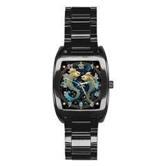 Fish Star Sign Stainless Steel Barrel Watch by Bangk1t