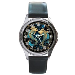 Fish Star Sign Round Metal Watch