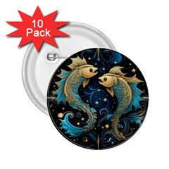 Fish Star Sign 2 25  Buttons (10 Pack) 