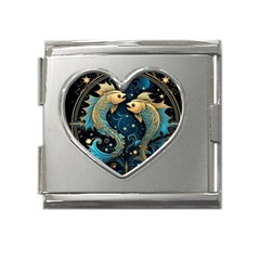 Fish Star Sign Mega Link Heart Italian Charm (18mm) by Bangk1t