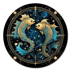 Fish Star Sign Magnet 5  (round) by Bangk1t