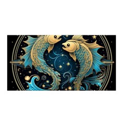 Fish Star Sign Satin Wrap 35  X 70  by Bangk1t