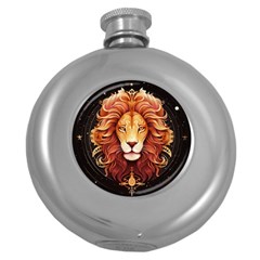 Lion Star Sign Astrology Horoscope Round Hip Flask (5 Oz) by Bangk1t