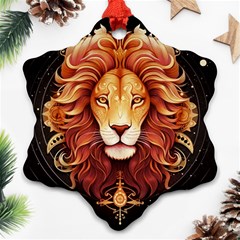 Lion Star Sign Astrology Horoscope Snowflake Ornament (Two Sides)