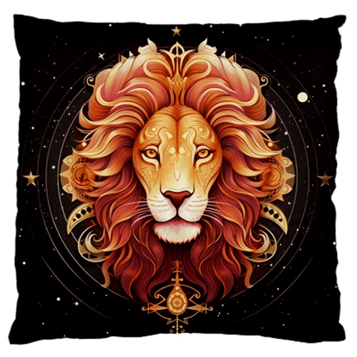 Lion Star Sign Astrology Horoscope Standard Premium Plush Fleece Cushion Case (One Side)