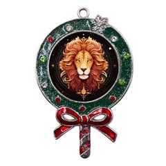 Lion Star Sign Astrology Horoscope Metal X mas Lollipop With Crystal Ornament