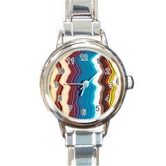 Line Vertical Lines Color Lines Round Italian Charm Watch