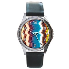 Line Vertical Lines Color Lines Round Metal Watch by Bangk1t