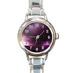 Pink Storm Pink Lightning Round Italian Charm Watch