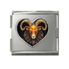 Aries Star Sign Mega Link Heart Italian Charm (18mm) by Bangk1t