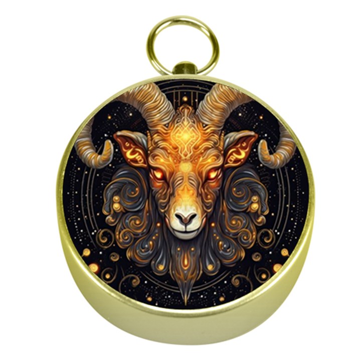 Aries Star Sign Gold Compasses