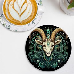 Capricorn Star Sign Uv Print Round Tile Coaster by Bangk1t