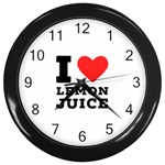 I love lemon juice Wall Clock (Black) Front