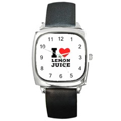 I Love Lemon Juice Square Metal Watch by ilovewhateva