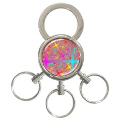 Geometric Abstract Colorful 3-ring Key Chain