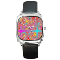 Geometric Abstract Colorful Square Metal Watch