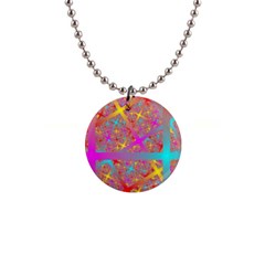 Geometric Abstract Colorful 1  Button Necklace by Bangk1t