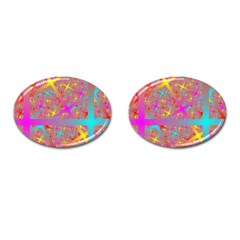 Geometric Abstract Colorful Cufflinks (oval)