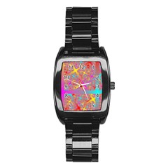 Geometric Abstract Colorful Stainless Steel Barrel Watch