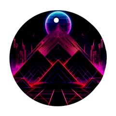 Synthwave City Retrowave Wave Ornament (round)