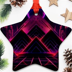 Synthwave City Retrowave Wave Star Ornament (two Sides) by Bangk1t