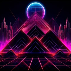 Synthwave City Retrowave Wave Play Mat (square) by Bangk1t