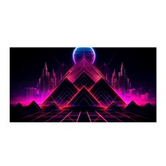 Synthwave City Retrowave Wave Satin Wrap 35  X 70 