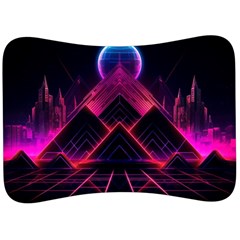 Synthwave City Retrowave Wave Velour Seat Head Rest Cushion