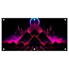 Synthwave City Retrowave Wave Banner And Sign 4  X 2  by Bangk1t